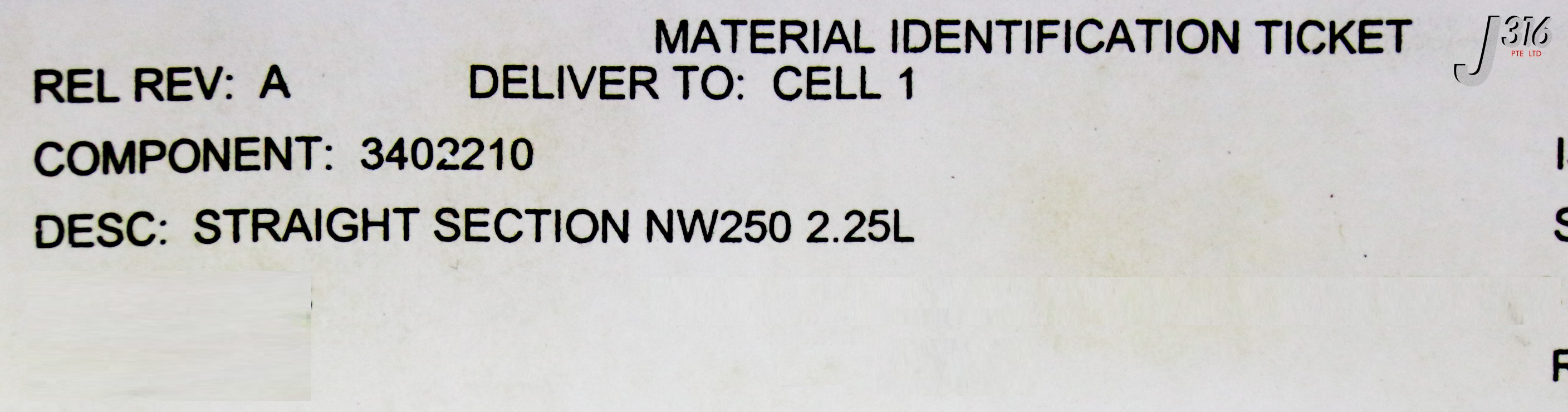 35670 AXCELIS STRAIGHT SECTION, NW250, 2.25L, 100932405 (NEW